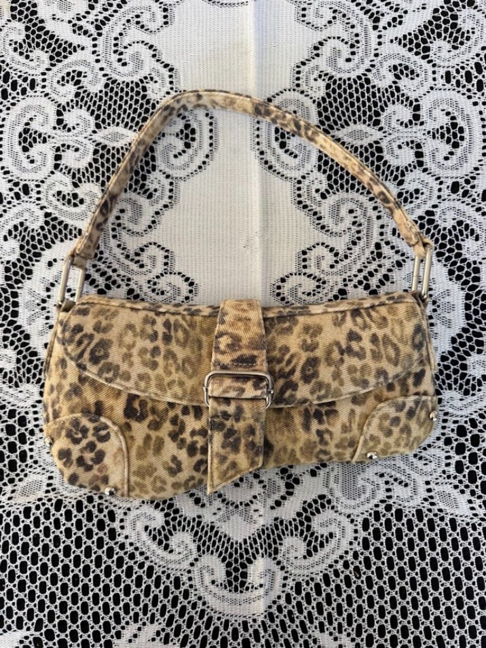 Edikted Y2K Leopard Asymmetric Bag